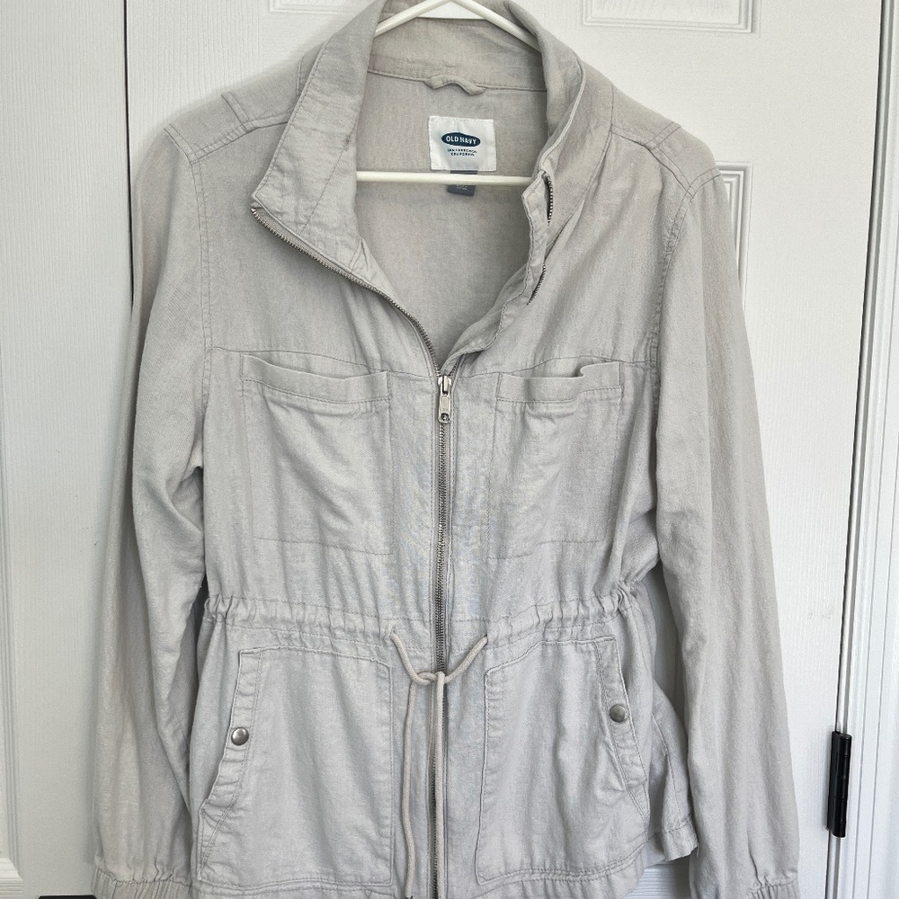 Old Navy cinched waist linen blend utility jacket (L)